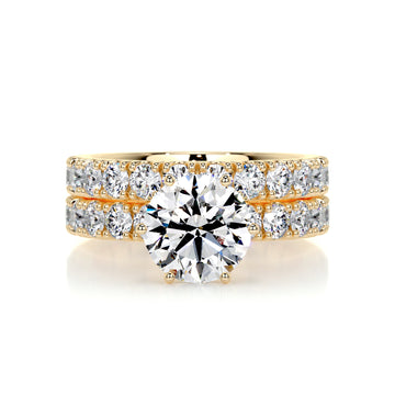 3.05 Carat Round Halo Moissanite Wedding Ring Full Eternity Bridal ring set