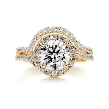 2.70 Carat Round Twisted Halo Shape Moissanite Bridal ring set