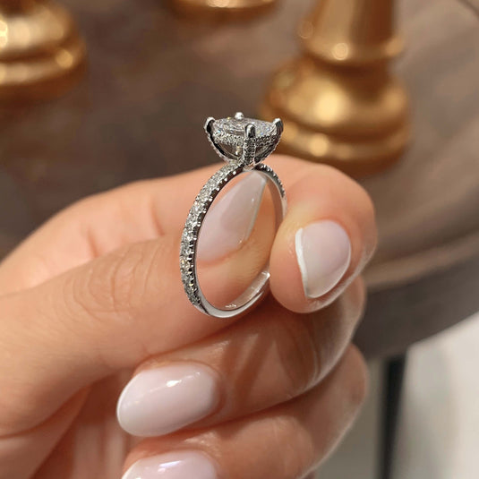 Radiant Moissanite 1 Carat Sterling Silver Ring Set