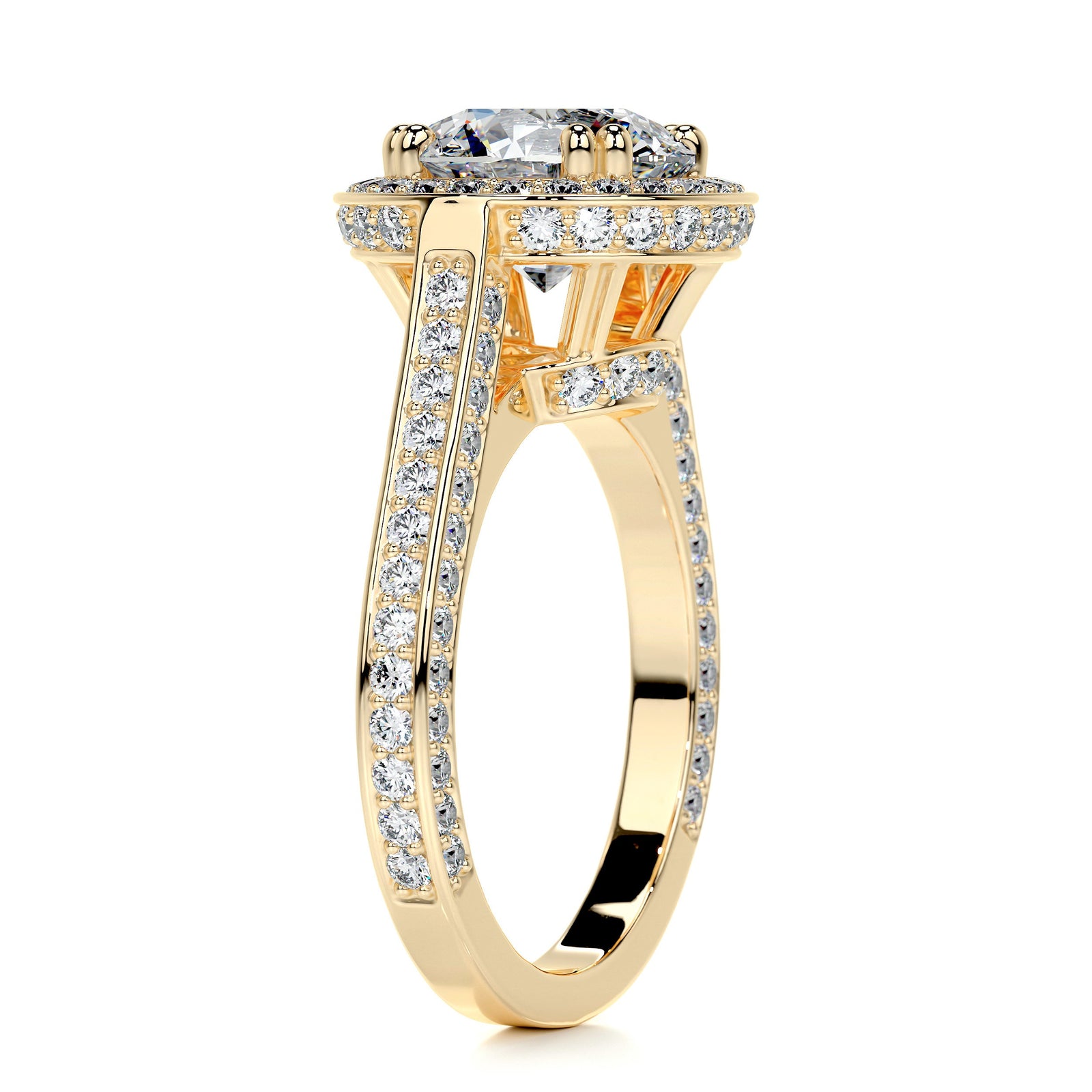 3.95 Ct Round Halo Bezel Triple Pave Moissanite Engagement Ring