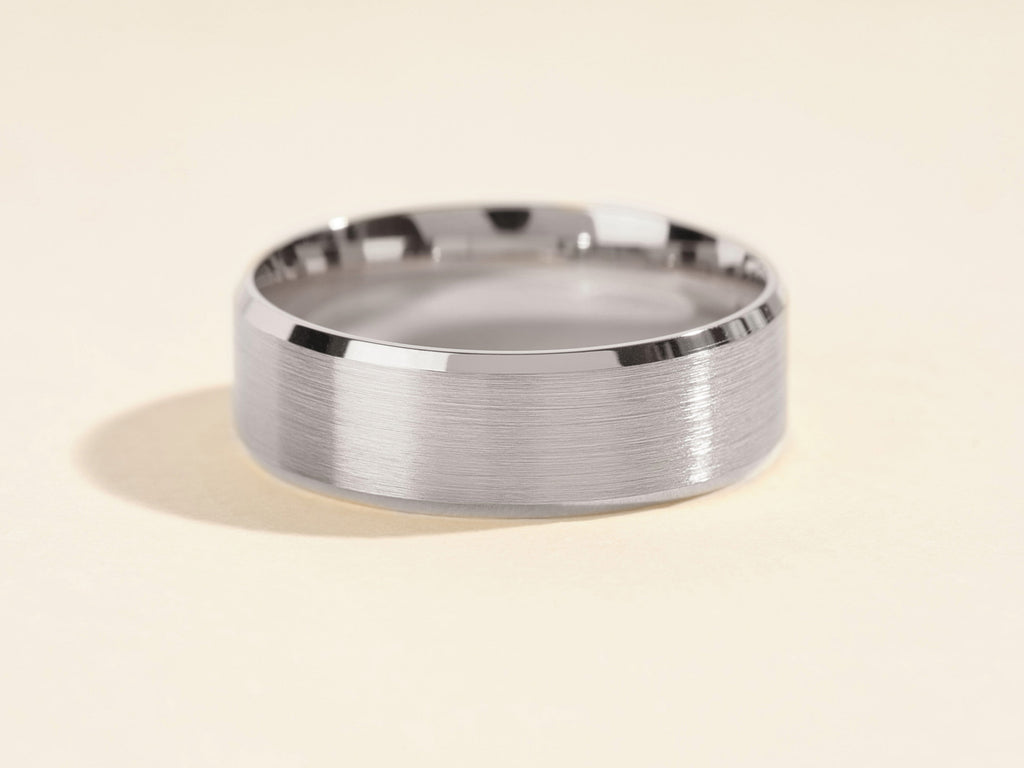 7.0mm Beveled Edge Men's Gold Wedding Band