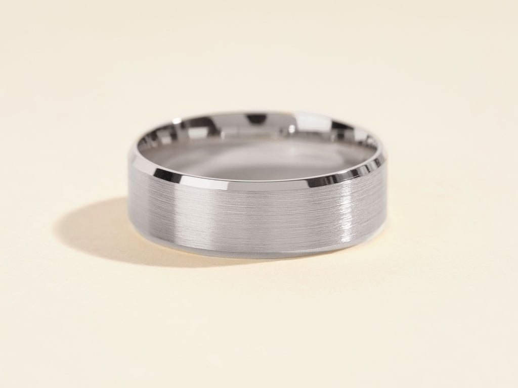 7mm Matte Brushed Beveled Edge Men's Wedding Band
