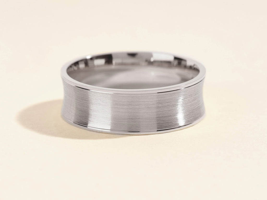 7.0mm Matte Brushed Concave Wedding Band Anniversary Gift For Him