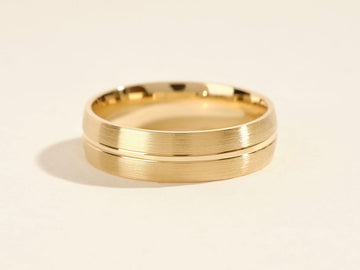 6.0mm Basic Carved Matte Brushed Men's Gold Wedding Band