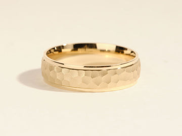 6.0mm Drop Beveled Hammered Men's Wedding Band