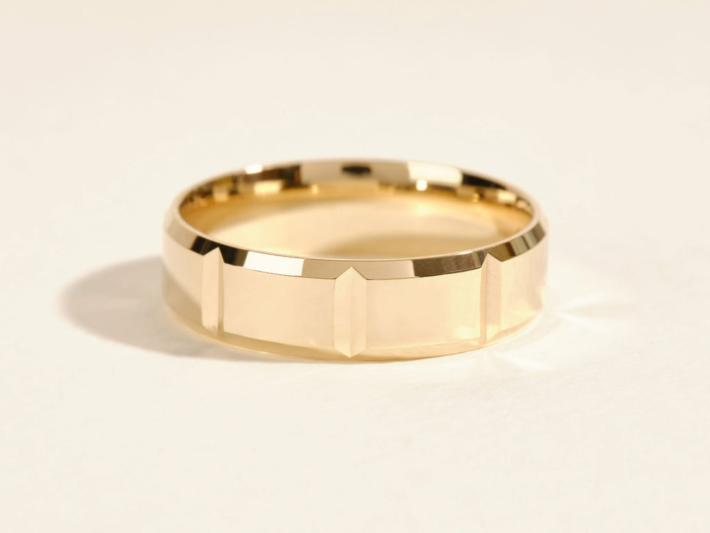 6.0mm Men's  Vertical Beveled Wedding Band