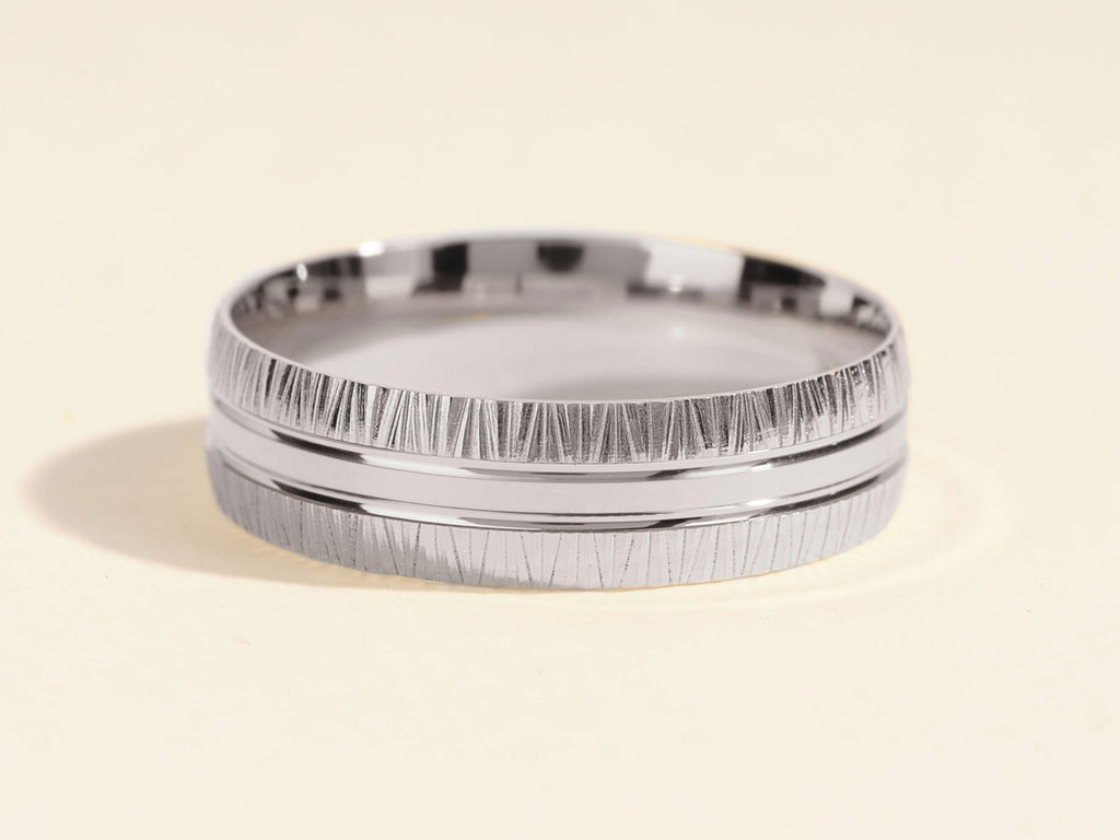 6.0mm Grooved Fancy Accents Men's Wedding Band