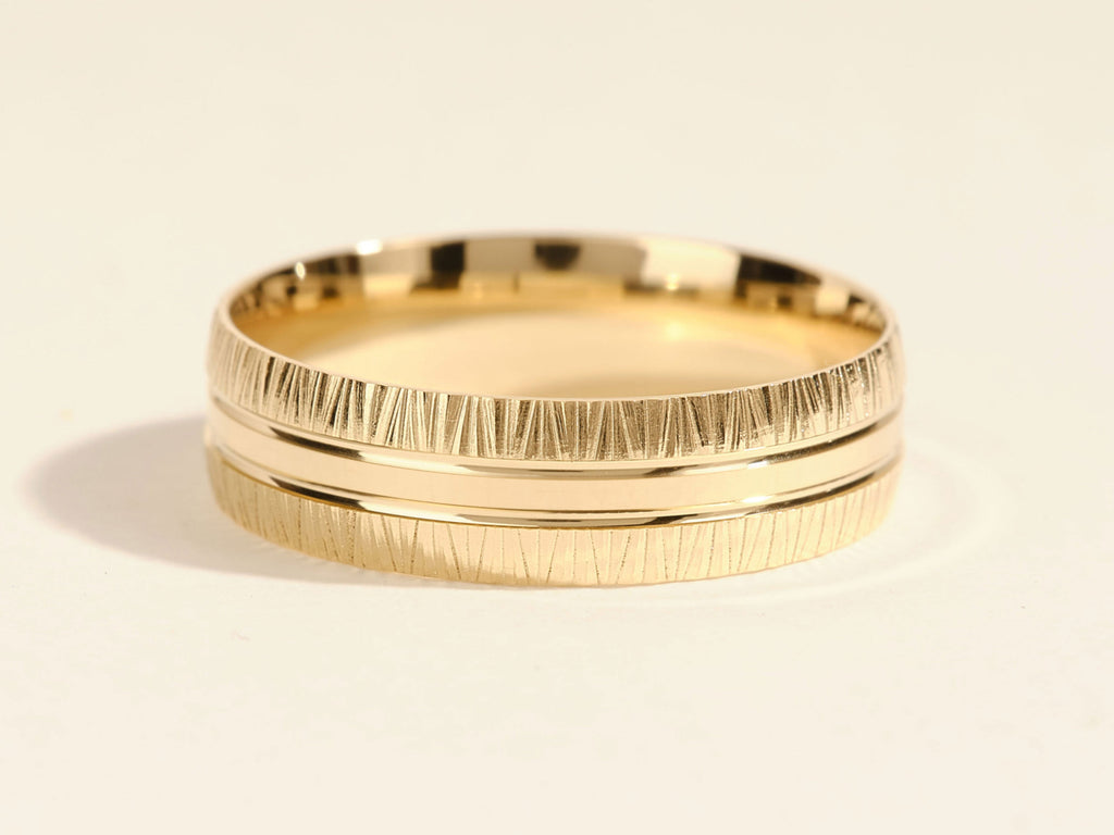 6.0mm Grooved Fancy Accents Men's Wedding Band