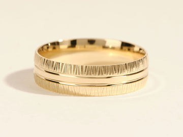 6.0mm Grooved Fancy Accents Men's Wedding Band