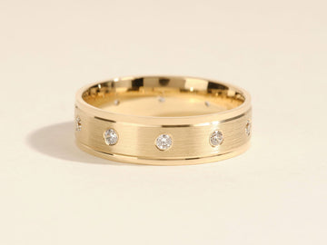 0.30CT Round Cut Ten-Stone Eternity Lab Grown Diamond Drop Brushed Men's Wedding Band