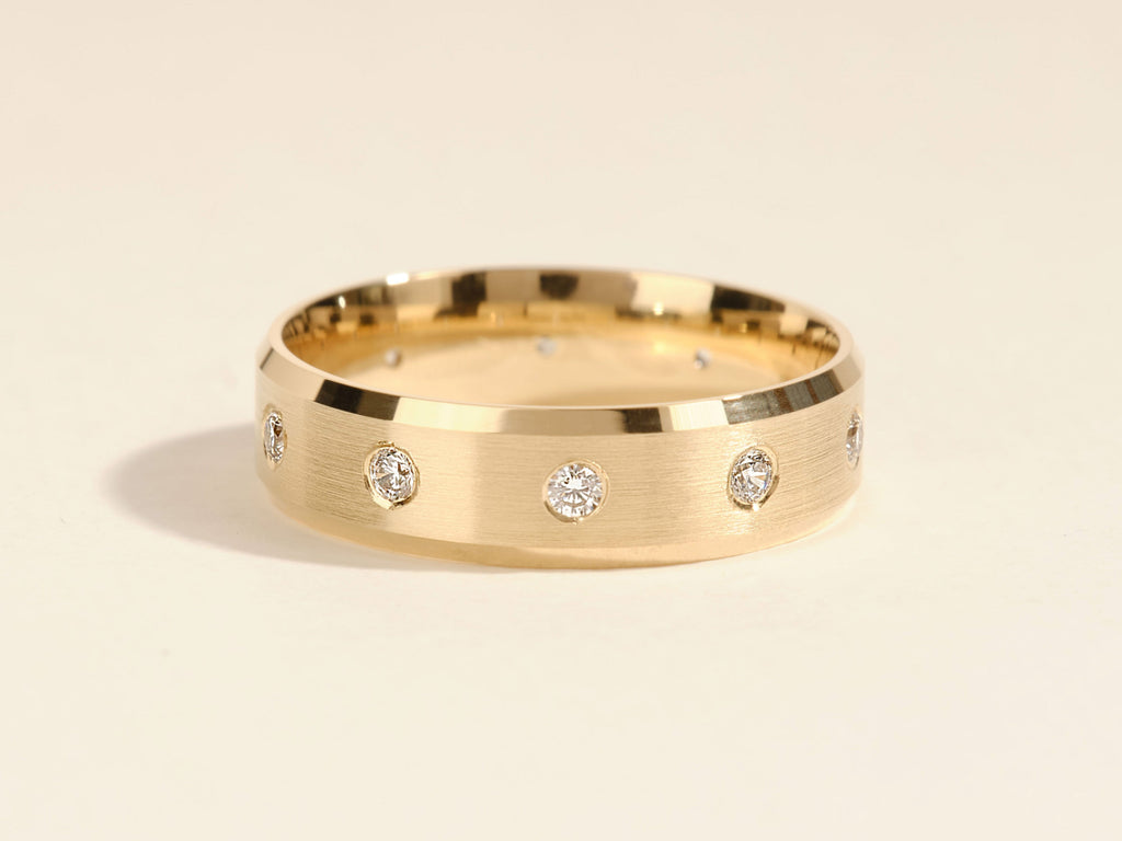 0.30CT Round Cut Ten-Stone Lab Grown Diamond Matte Brushed Men's Wedding Band