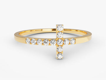 Round Cut Cross CVD EF/VVS Diamond Wedding Band