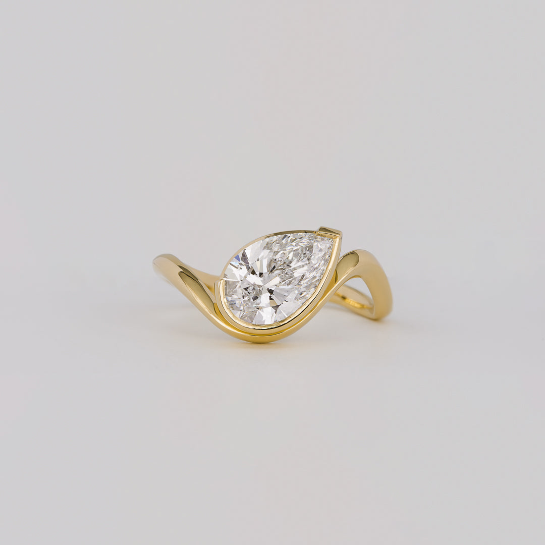 1.50CT-2.50CT Pear Cut Diamond Unique Wave Engagement Ring