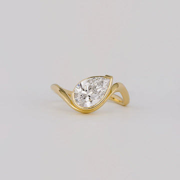 1.50CT-2.50CT Pear Cut Diamond Unique Wave Engagement Ring