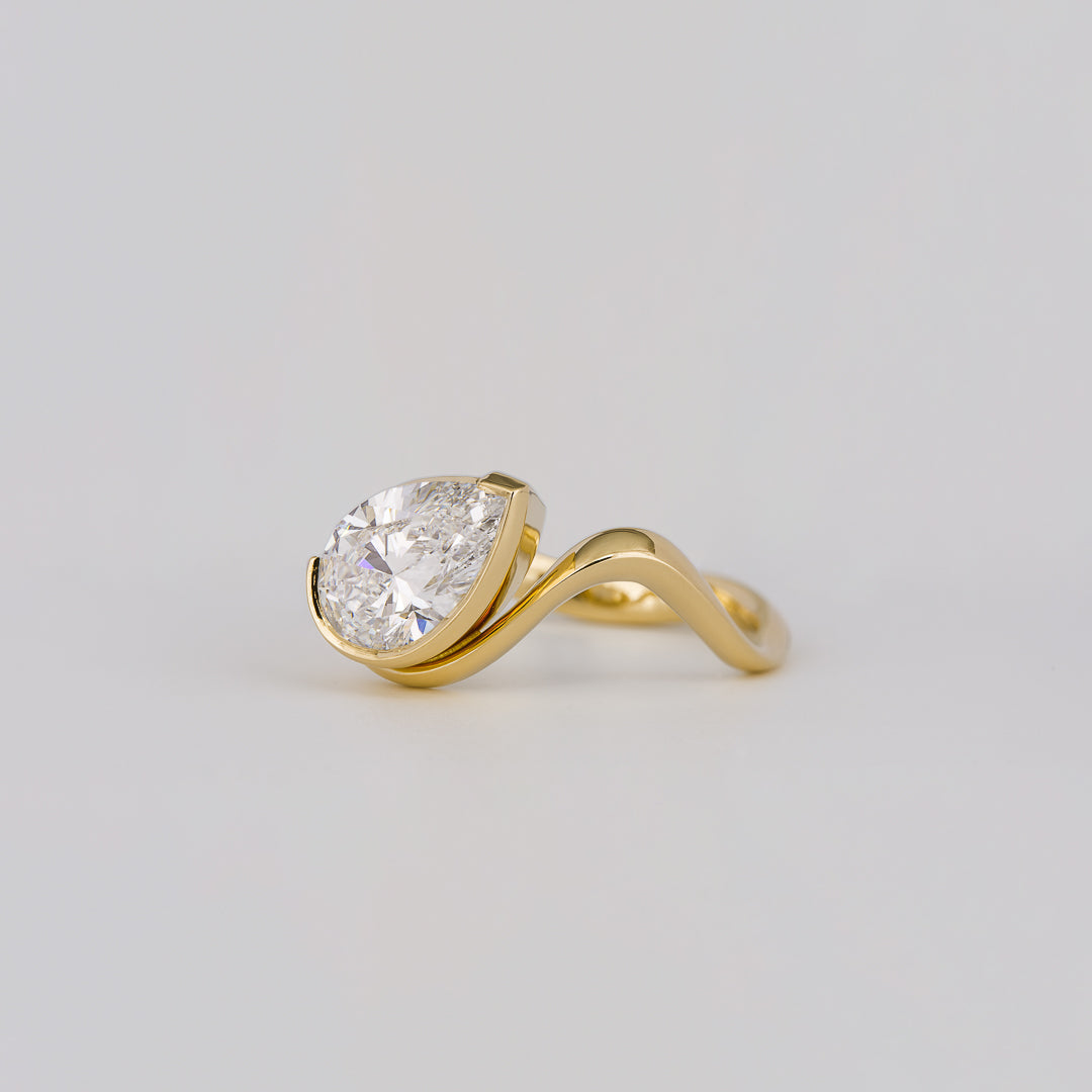 1.50CT-2.50CT Pear Cut Diamond Unique Wave Engagement Ring