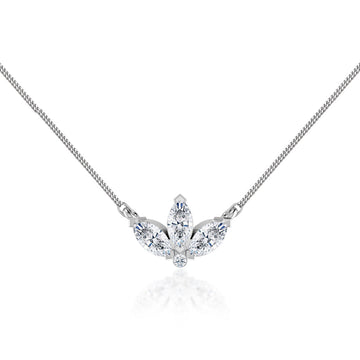 0.32 TCW Round & Marquise Moissanite Diamond Petal Style Necklace