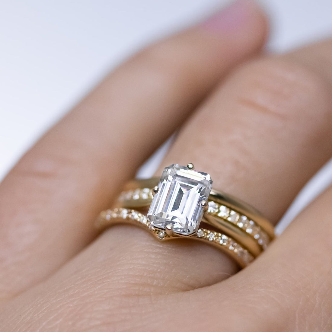 2.30CT Emerald Cut Moissanite Solitaire Engagement Ring