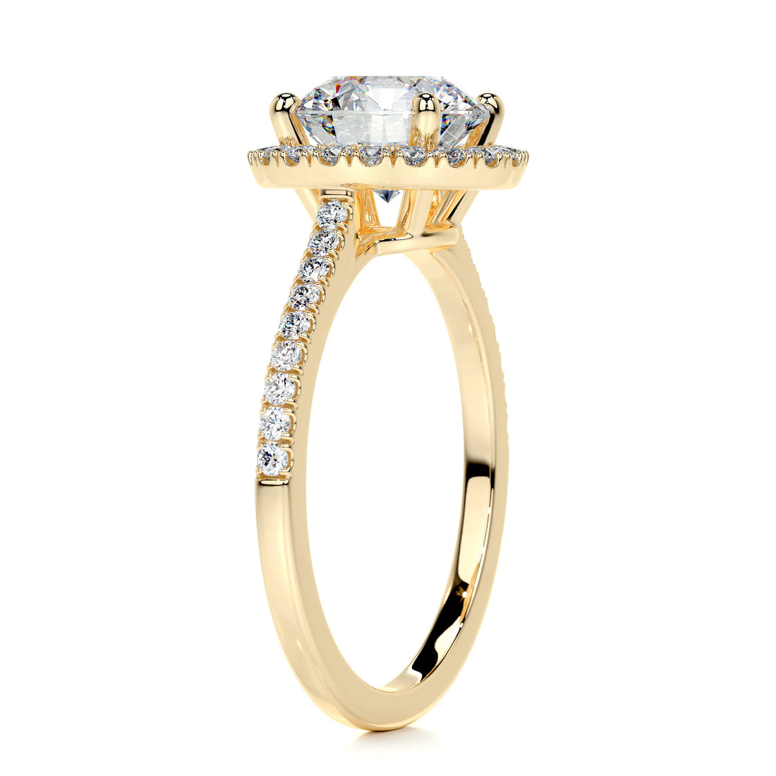 2.5 Carat · Round Halo Moissanite Engagement Ring