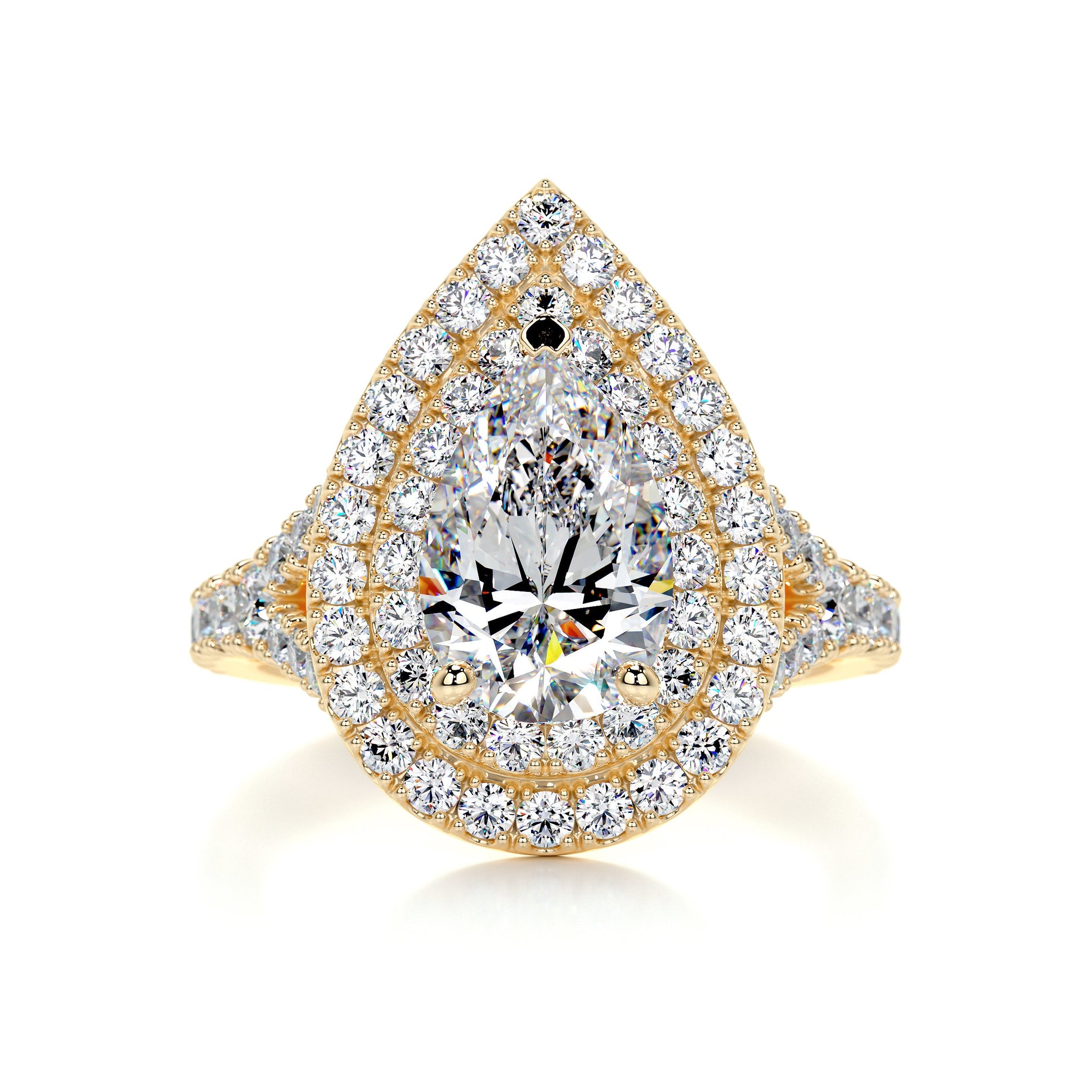 2.20 Cara Pear Double Halo Moissanite Diamond Engagement Ring