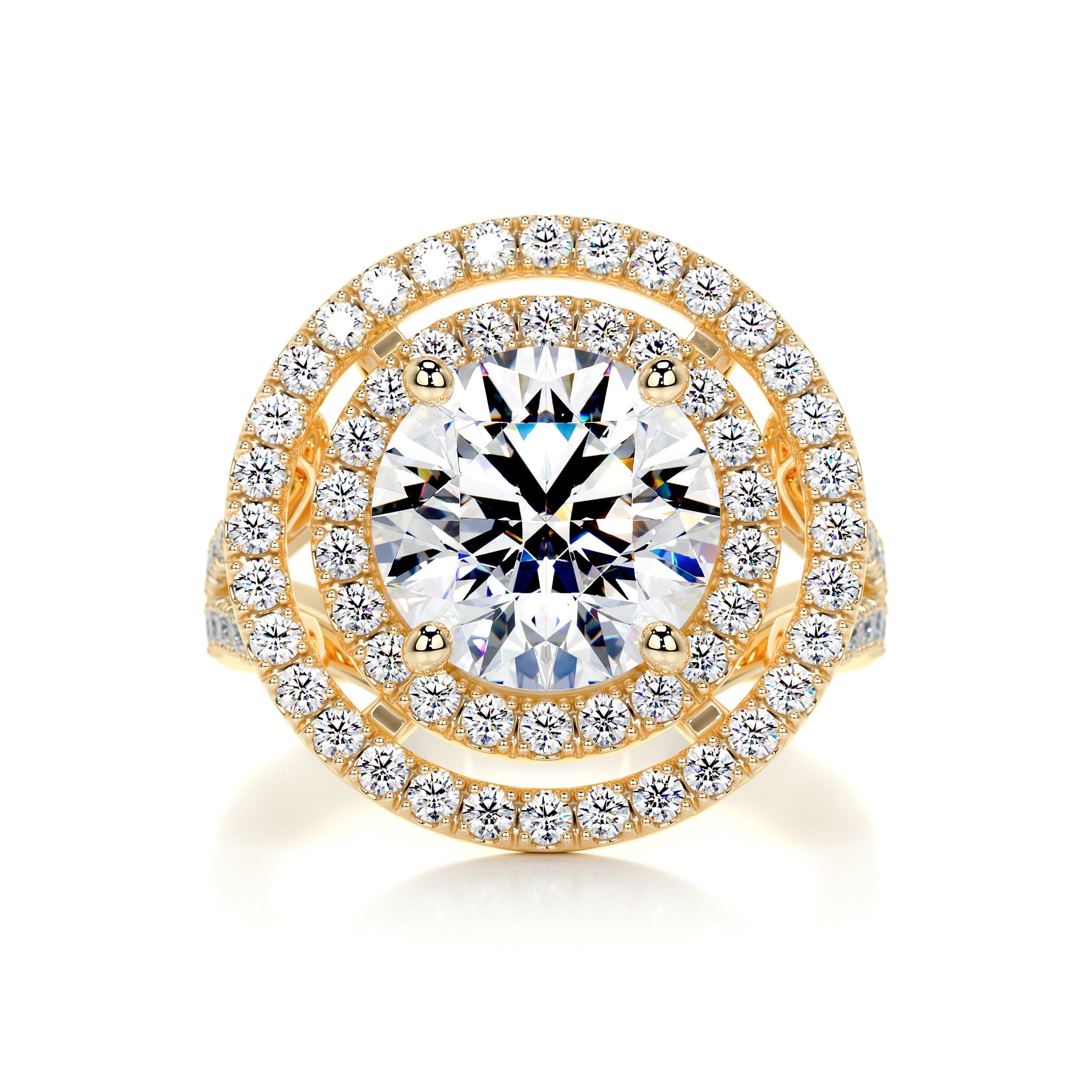 2.70 Catat .Round Moissanite Double Halo Split  Engagement Ring