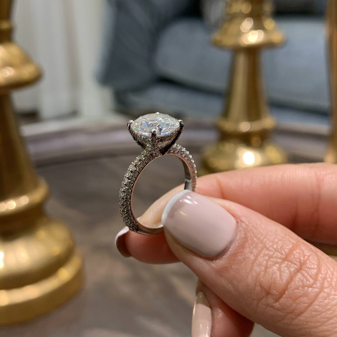 2.85 Carat · Round Hidden Halo ·  Moissanite Engagement Ring