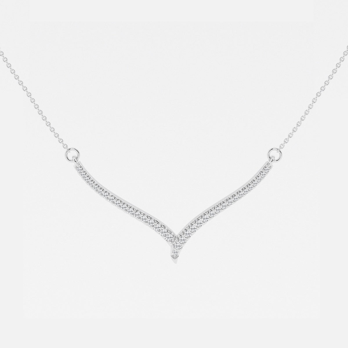 0.16 TCW Round Moissanite Diamond Petite Chevron Necklace