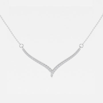 0.16 TCW Round Moissanite Diamond Petite Chevron Necklace