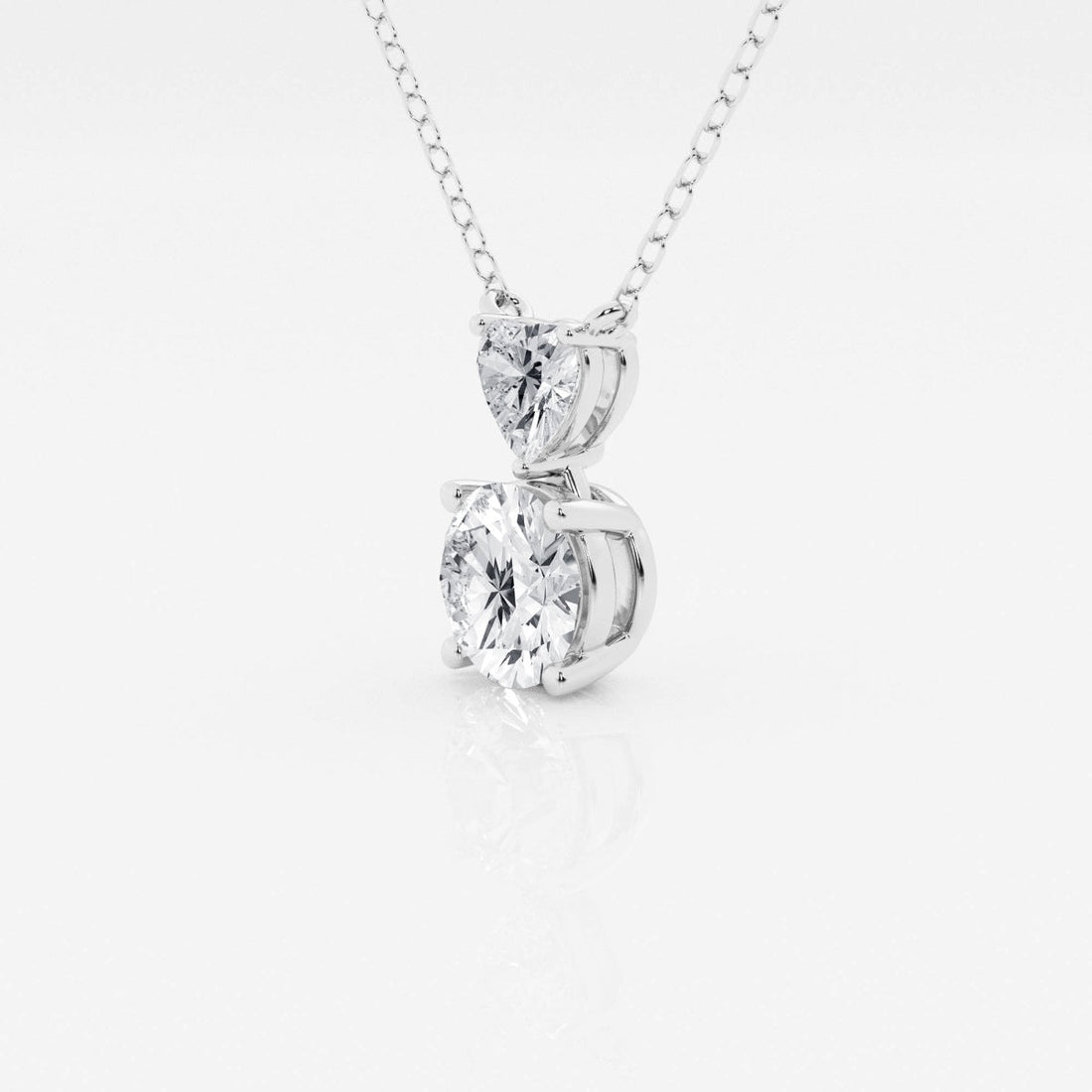 1.33 TCW Round & Heart Moissanite Diamond Two Stone Necklace