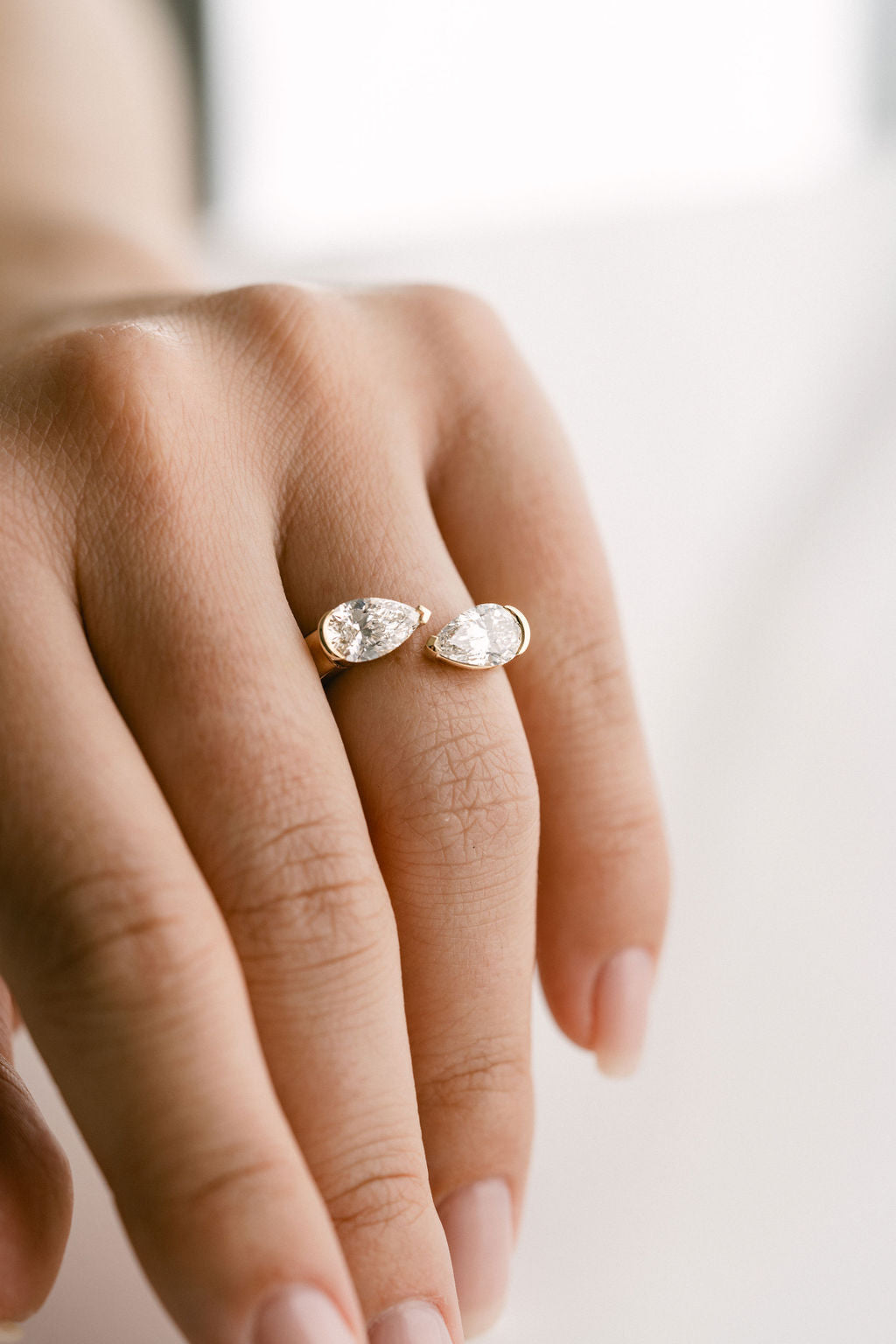 2.0CT To 4.0CT Pear Cut Moissanite Diamond Toi et Moi Engagement Ring