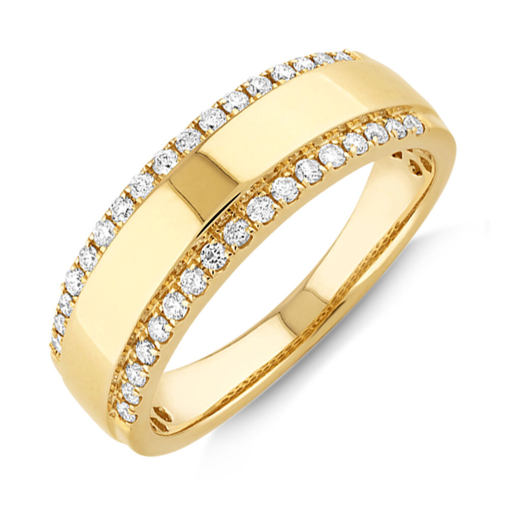 3.5mm Two Row Moissanite Wedding Band In Yellow Gold