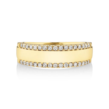 3.5mm Two Row Moissanite Wedding Band In Yellow Gold