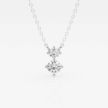 1.0 TCW Round Moissanite Diamond Two Stone Necklace