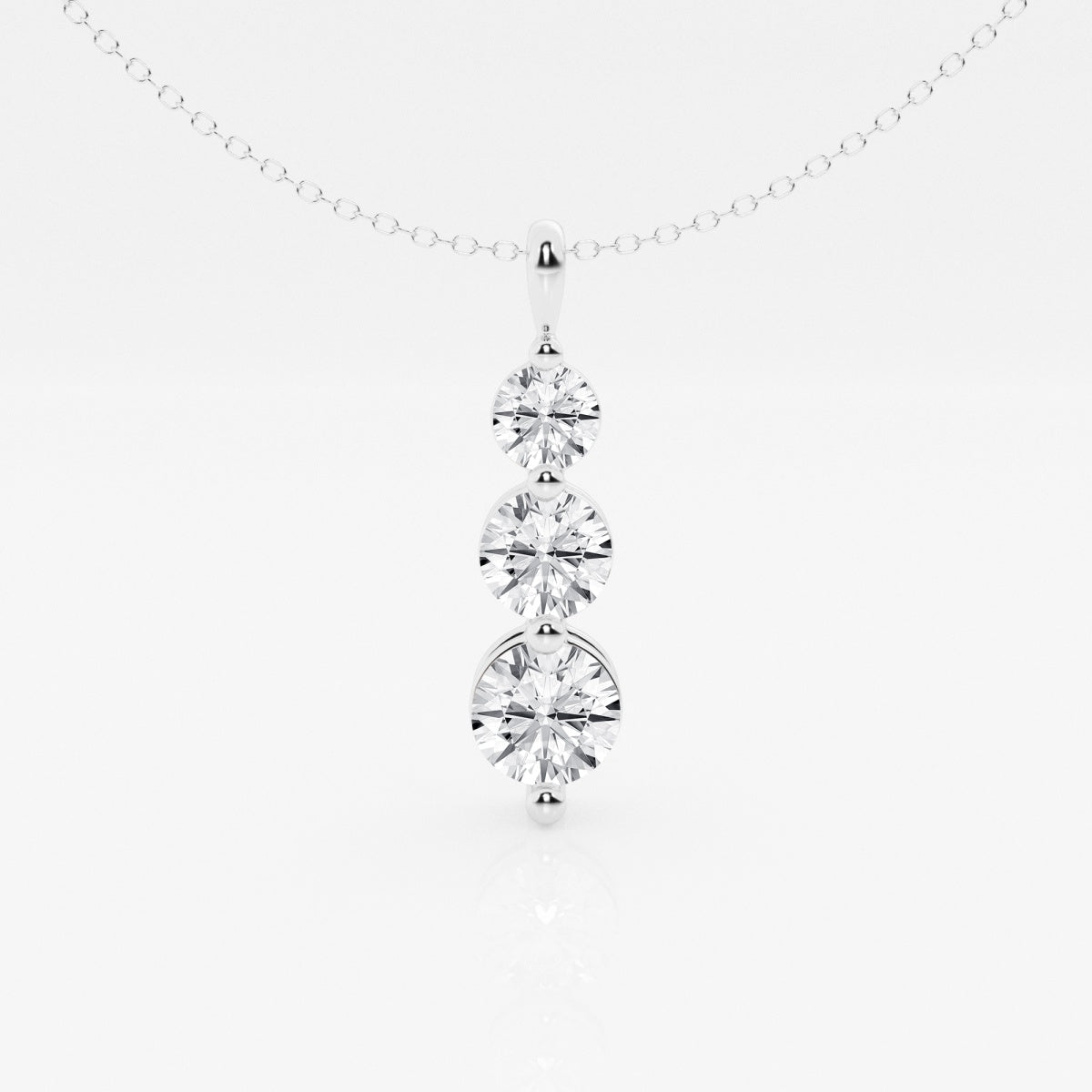 1.50 TCW Round Moissanite Diamond Three-Stone Drop Pendant Necklace