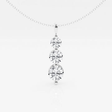 1.50 TCW Round Moissanite Diamond Three-Stone Drop Pendant Necklace