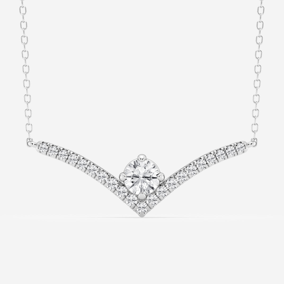 0.50 CT Round Moissanite Diamond Chevron Style Necklace