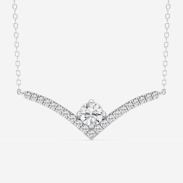 0.50 CT Round Moissanite Diamond Chevron Style Necklace