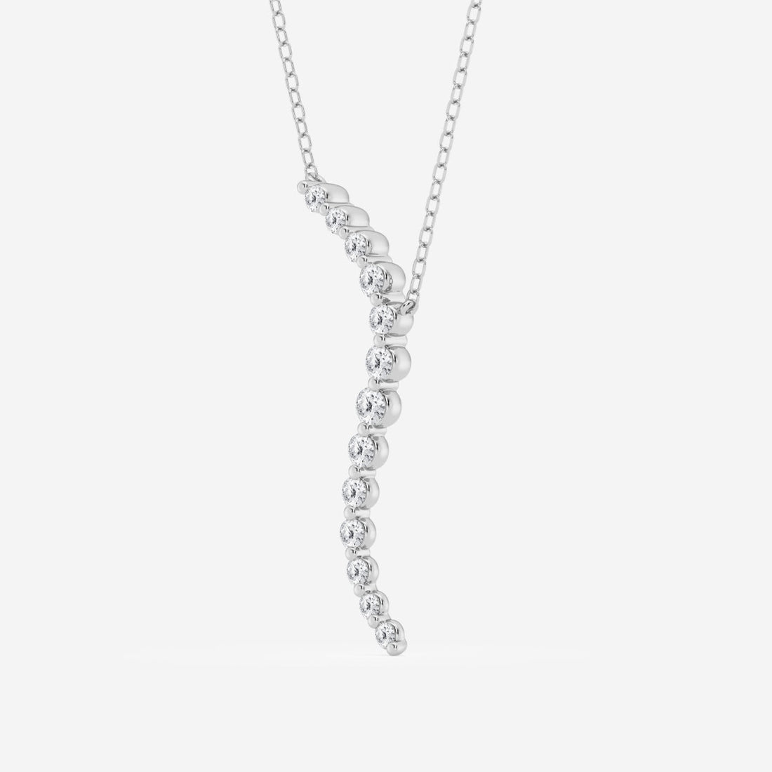 0.38 TCW Round Moissanite Diamond Curved Floating Pendant Necklace