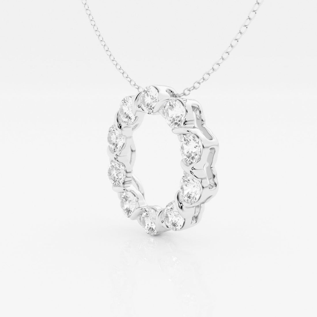 2.0 TCW Round Moissanite Diamond Circle Pendant Necklace