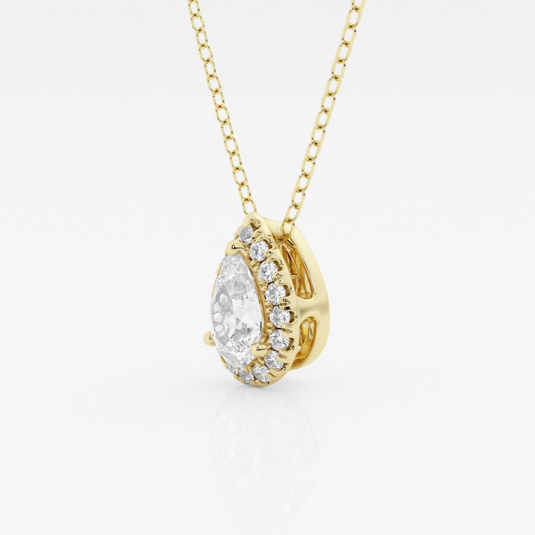 0.50 CT Pear Moissanite Diamond Halo Style Necklace