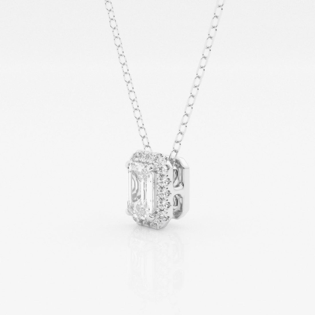 0.57 TCW Emerald Moissanite Diamond Halo Style Necklace