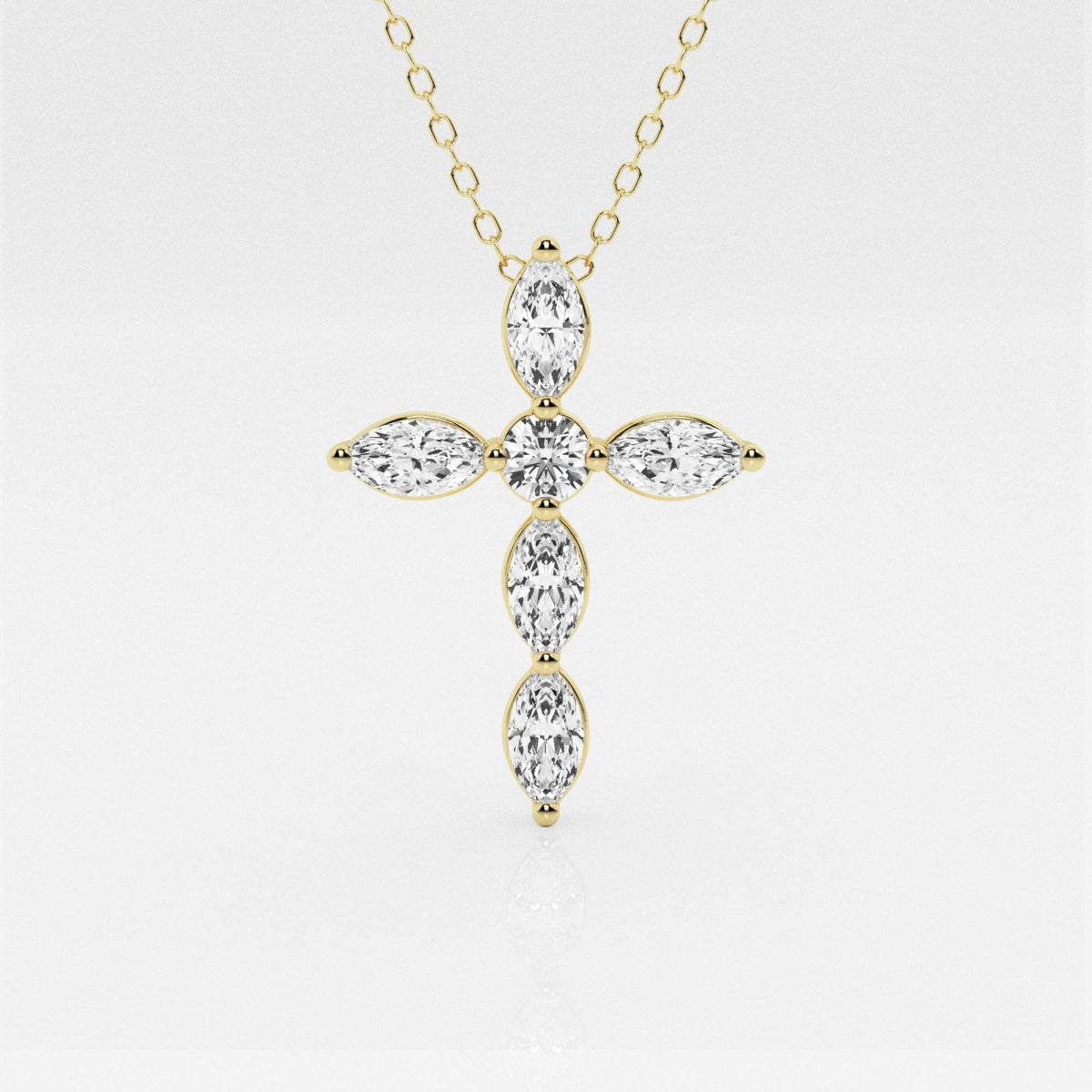 1.0 TCW Round & Marquise Moissanite Diamond Cross Necklace