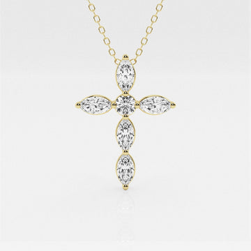 1.0 TCW Round & Marquise Moissanite Diamond Cross Necklace