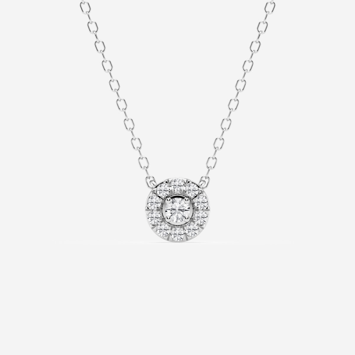 0.14 TCW Round Moissanite Diamond Halo Necklace