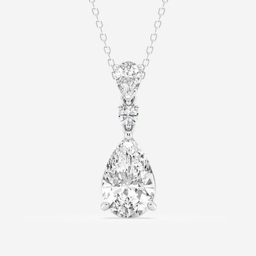 3.50 CT Pear Moissanite Diamond Three Stone Necklace