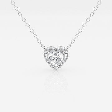 0.40 CT Heart Moissanite Diamond Halo Style Necklace