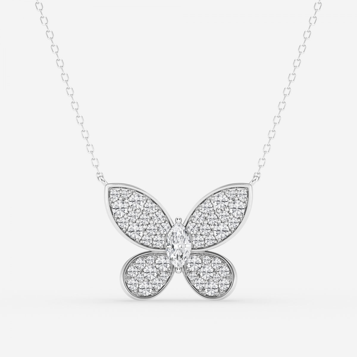 0.24 CT Marquise Moissanite Diamond Butterfly Pendant Necklace