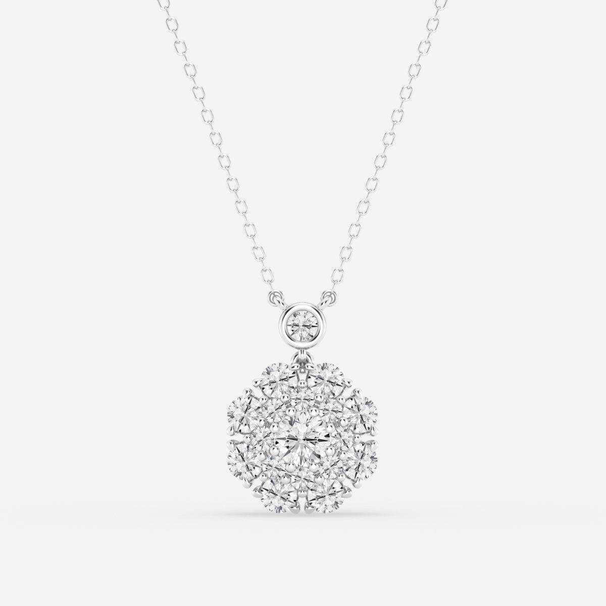 1.51 TCW Round Moissanite Diamond Vintage Multidimensional Pendant Necklace