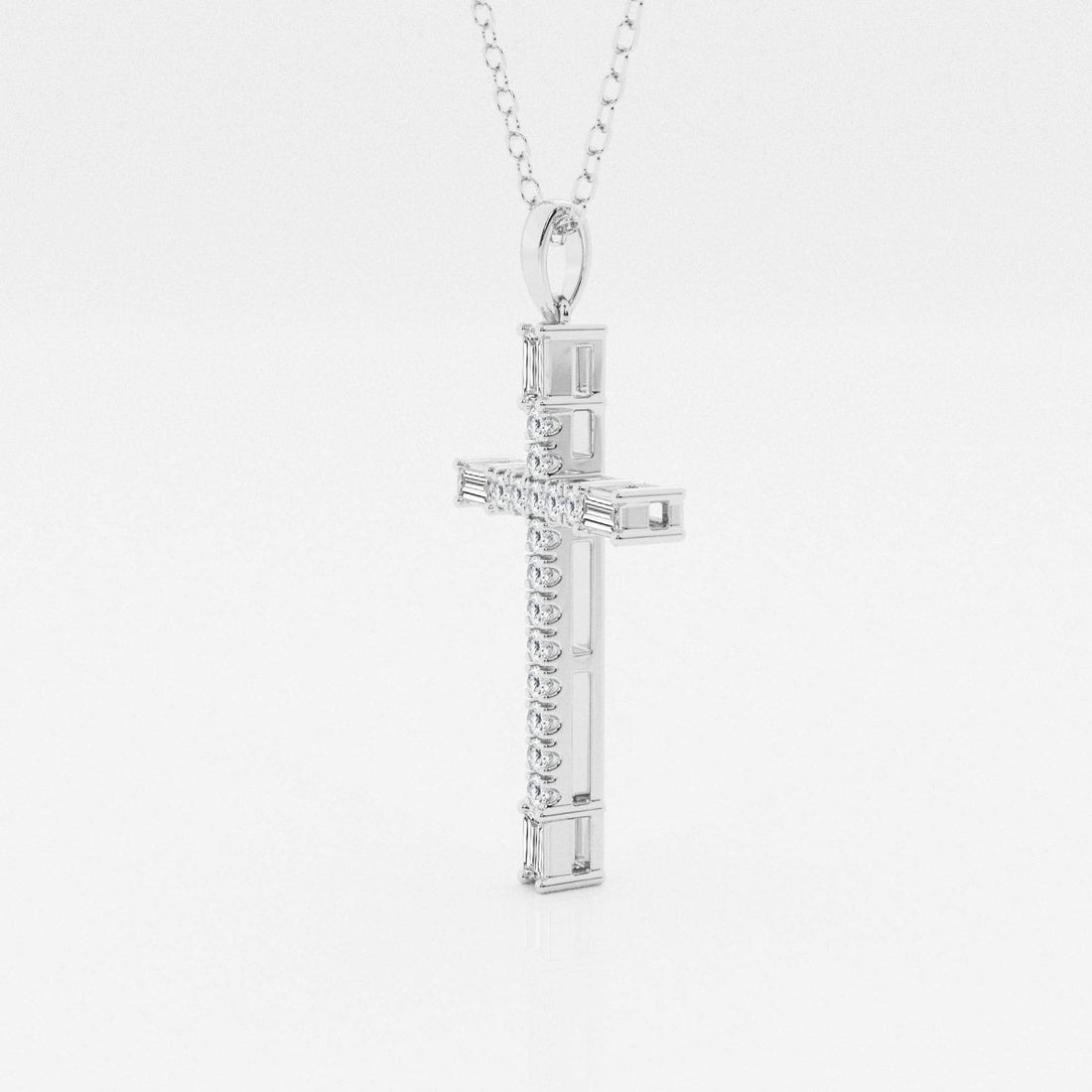 0.24 TCW Round Moissanite Diamond Cross Necklace