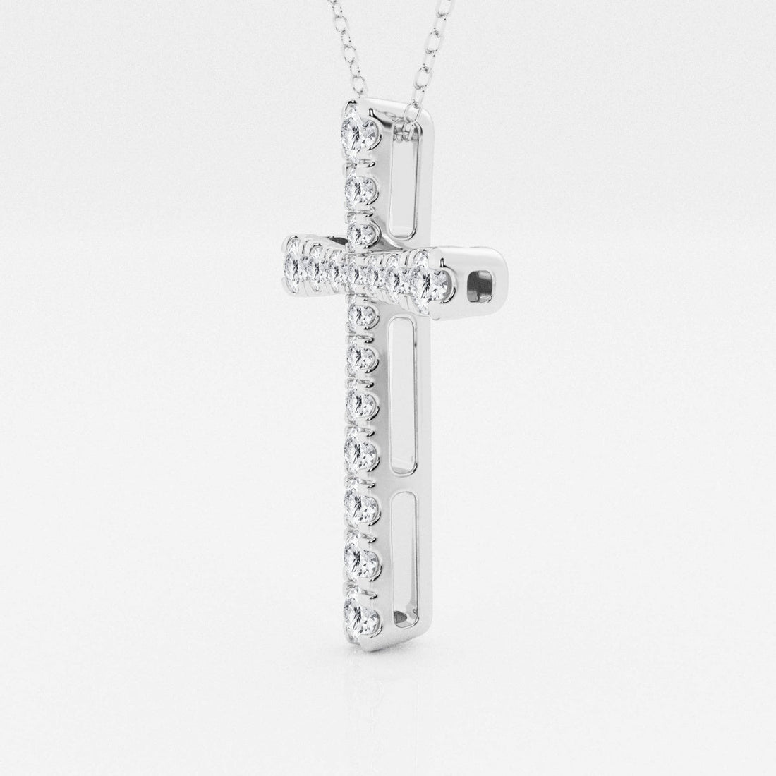 1.03 TCW Round Moissanite Diamond Cross Necklace