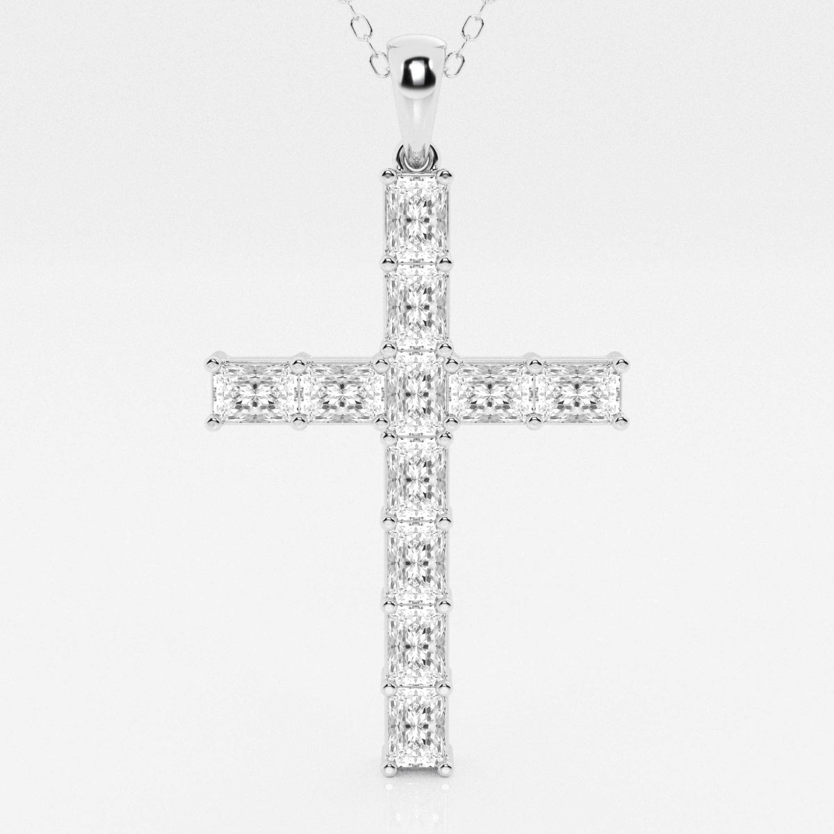 2.06 TCW Radiant Moissanite Diamond Cross Necklace